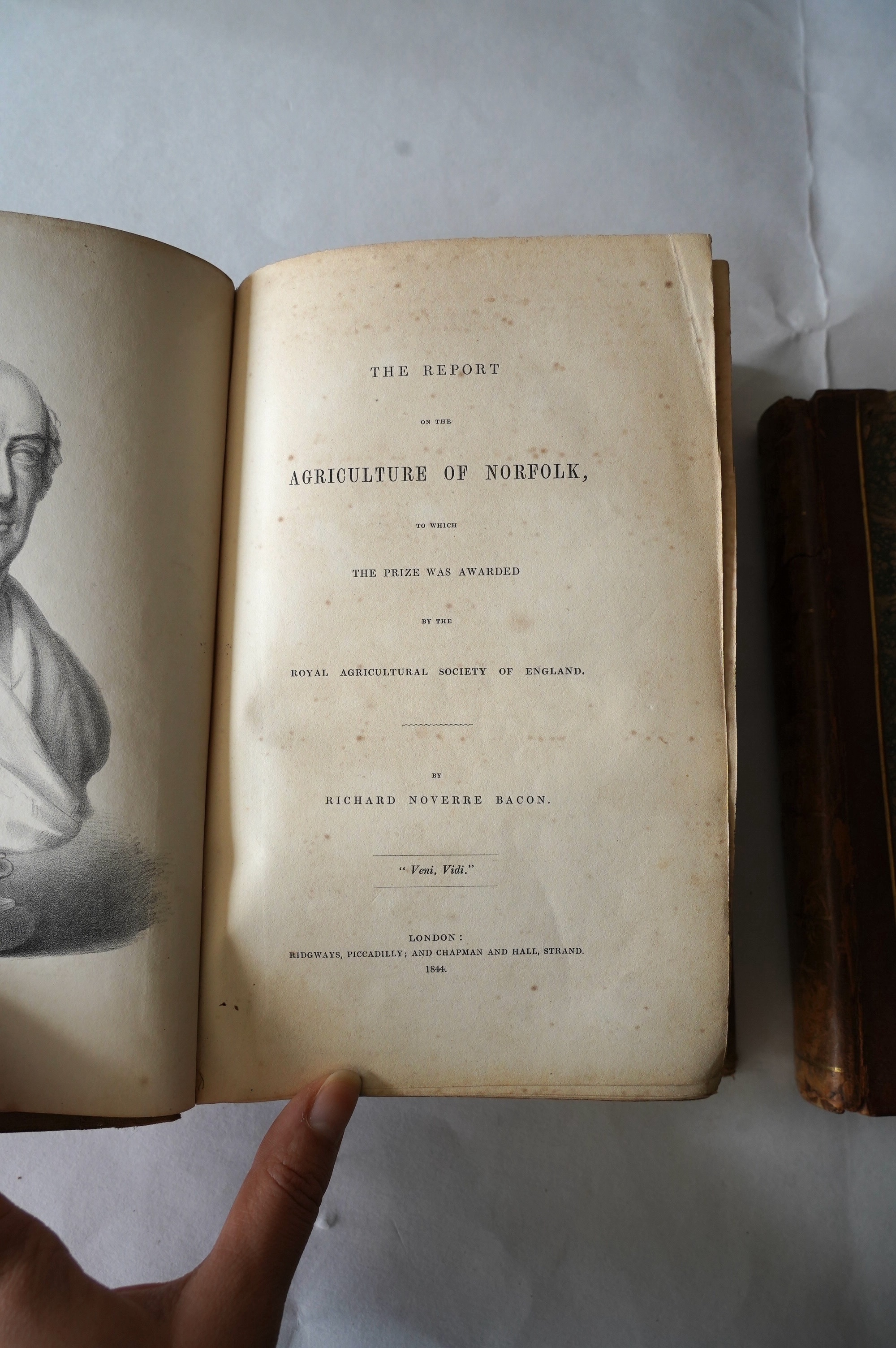 Marshall, William - The Rural Economy of Norfolk...2nd edition, 2 vols. folded map; contemp. half calf and marbled boards. 1795; Bacon, Richard Noverre - The Report on the Agriculture of Norfolk....portrait frontis., fol